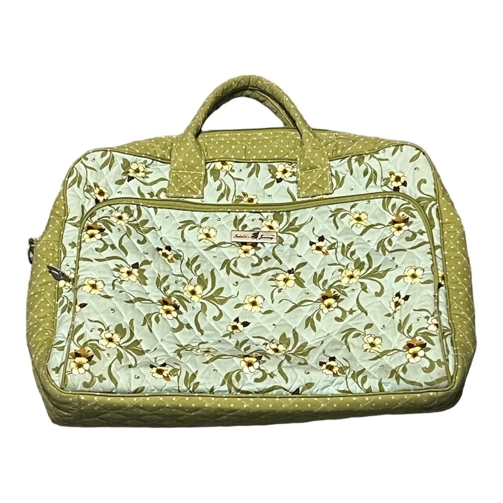 Isabella’s Journey Green Floral Quilted Laptop Bag Medium Size